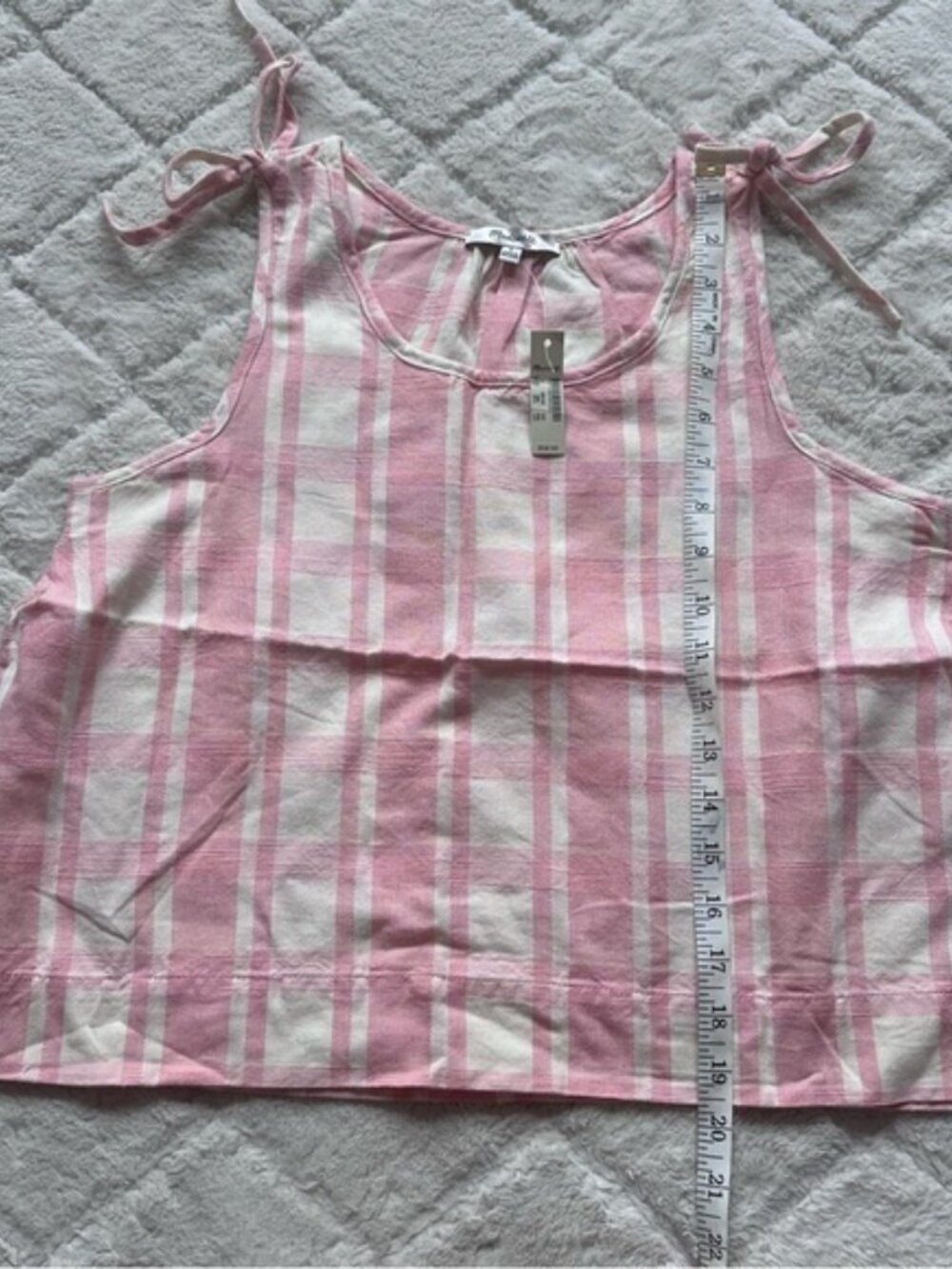 Madewell | Pink Plaid Crop Swing Tank Top | Size Small - Picture 7 of 7